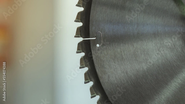 Fototapeta Close up of angle saw blade with copy space