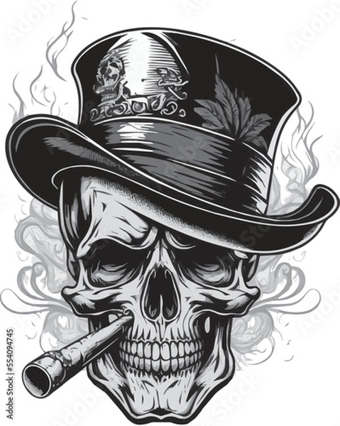 Obraz Elegant skull with a hat