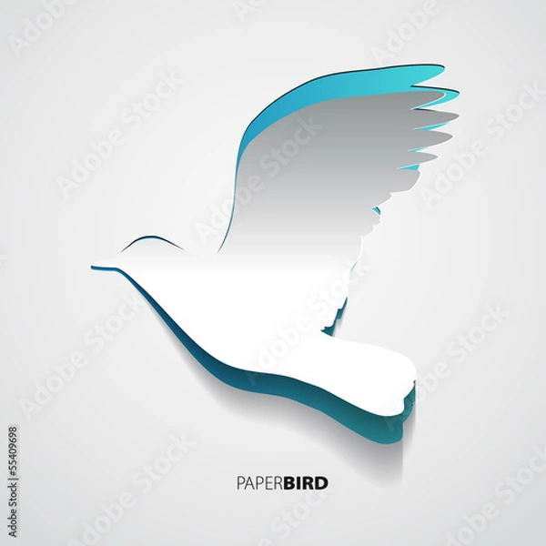Obraz Greeting card with paper bird - vector