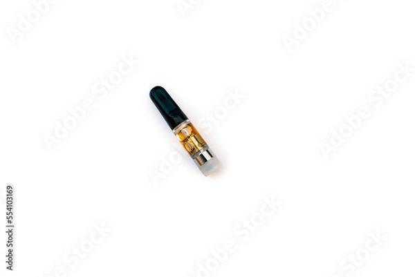 Fototapeta HHC distillate cartridge isolated Vape Hexahydrocannabinol is a psychoactive half synthetic cannabinoid that is not regulated