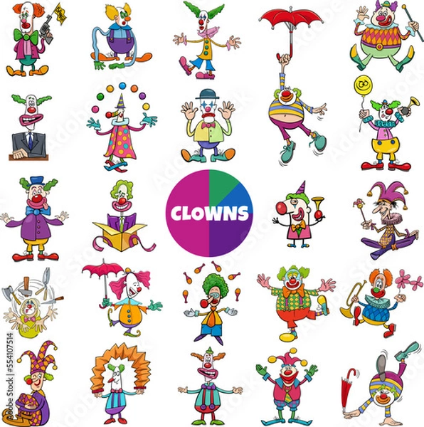 Obraz cartoon clowns comic characters big set