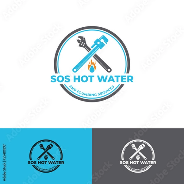 Fototapeta Hot Water Plumber Logo Design 2