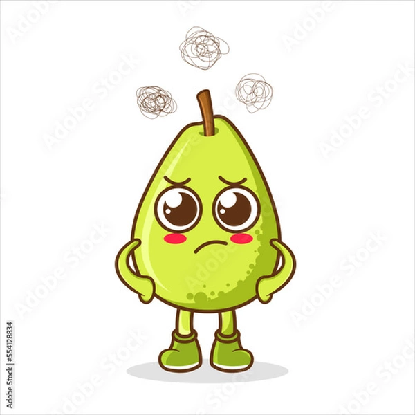 Fototapeta Guava Fruit cartoon mascot character with angry face