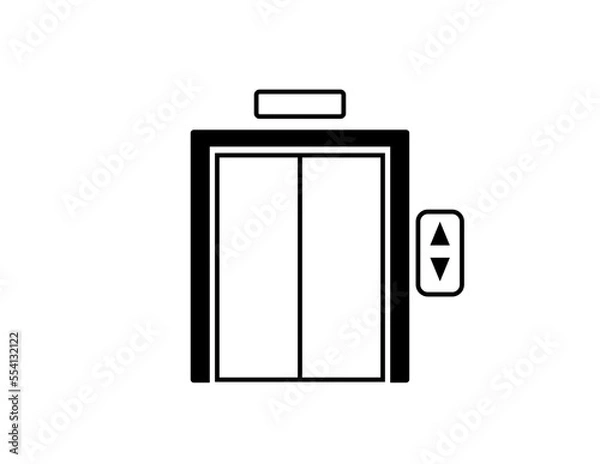 Fototapeta Elevator icon for buildings and commercial establishments. Concept of walking uphill with arrows on isolated white background