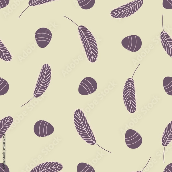 Fototapeta  Easter seamless pattern with eggs and feathers