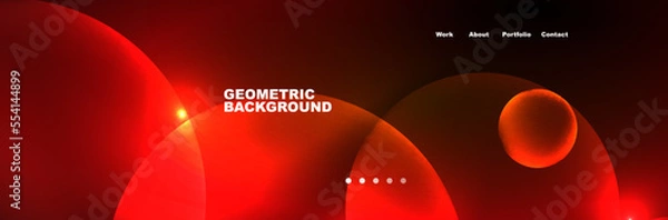 Fototapeta Neon glowing bubbles, circles magic energy space light concept, abstract background wallpaper design