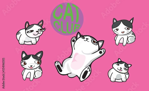 Obraz set of cool cats cute club 1