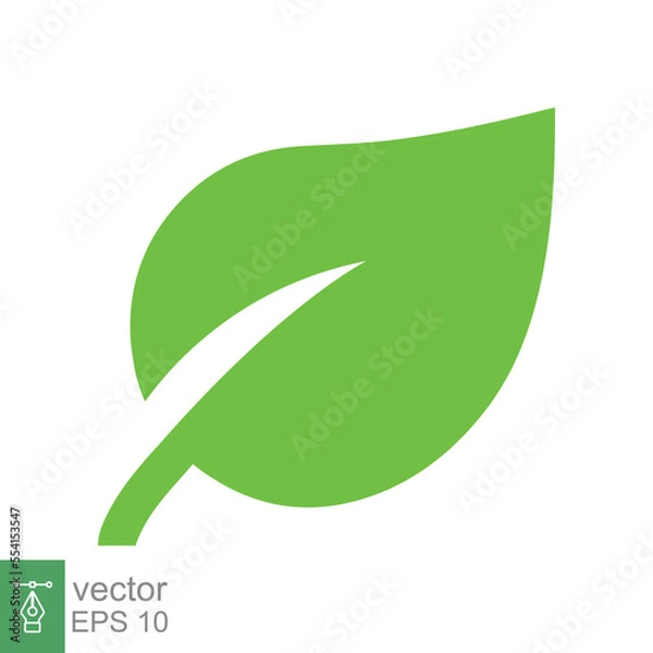 Fototapeta Leaf icon. Green plant, tree, nature, floral, organic, environment concept. Simple flat style. Vector illustration isolated on white background. EPS 10.
