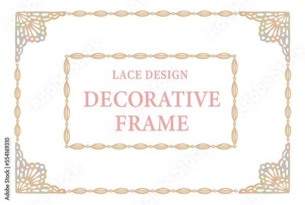 Fototapeta アンティークなレース風のフレーム。水彩風、ベクター素材。