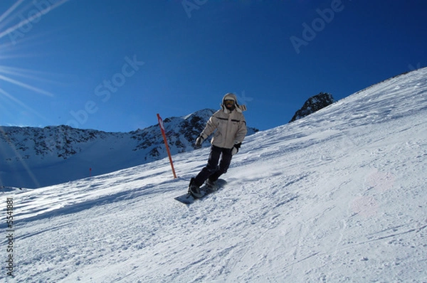 Fototapeta Woman snowboarding