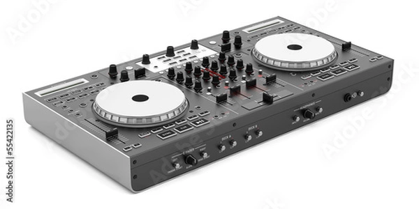 Obraz Kontroler miksera Czarnego DJ izolowany na białym tle