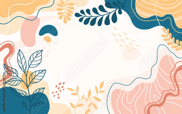 Fototapeta Design banner frame flower Spring background with beautiful. flower background for design. Colorful background with tropical plants. Place for your text.