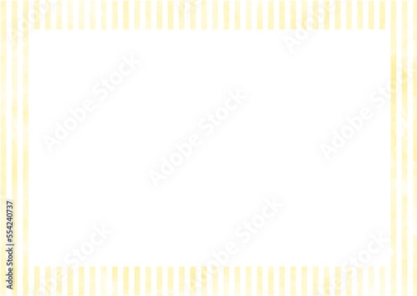 Fototapeta シンプルな水彩風黄色のストライプ長方形フレーム素材