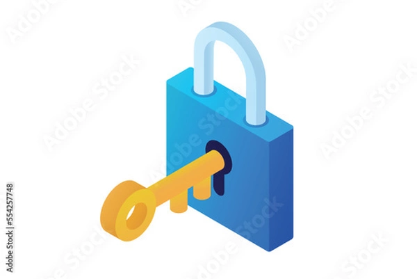 Fototapeta 3d Blue isometric lock