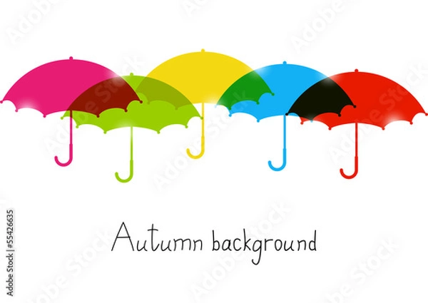 Fototapeta Autumn background with color umbrellas
