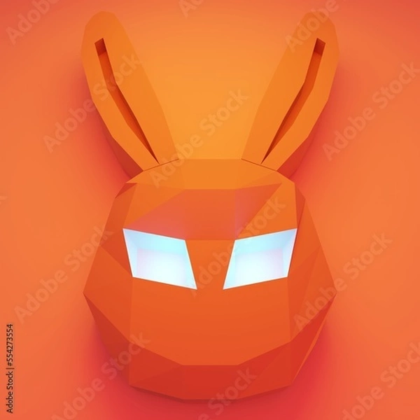 Obraz Rabbit minimal 3d rendering with orange background