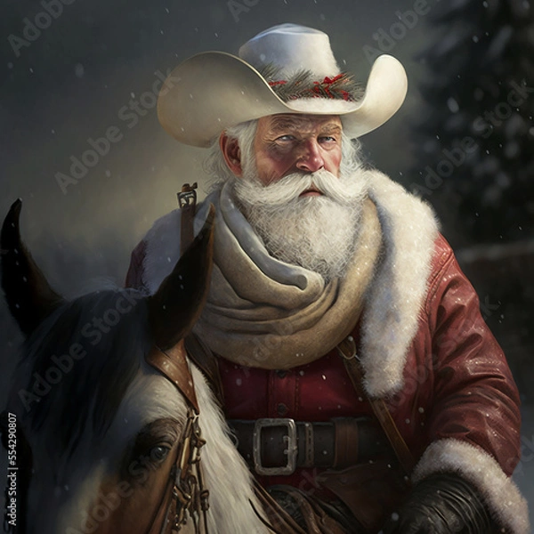 Fototapeta Ai generated western Santa. Created using ai generative. 