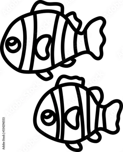 Fototapeta black outline flat two fish