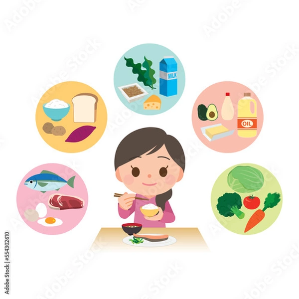 Fototapeta 栄養バランスの良い食事と女性