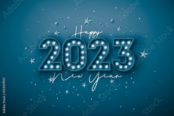 Fototapeta New Year 2023 background, new year. 3d illustration