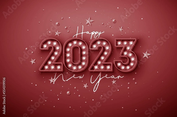 Fototapeta New Year 2023 background, new year. 3d illustration
