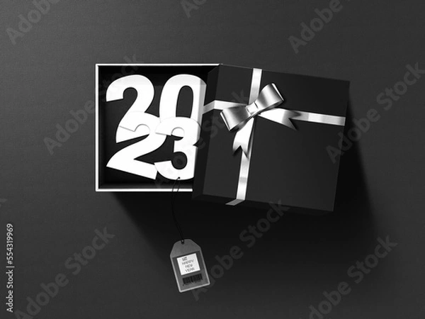 Fototapeta New Year 2023 background, new year. 3d illustration
