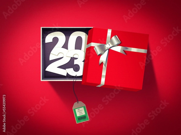 Fototapeta New Year 2023 background, new year. 3d illustration