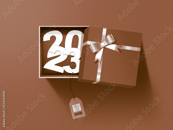 Fototapeta New Year 2023 background, new year. 3d illustration