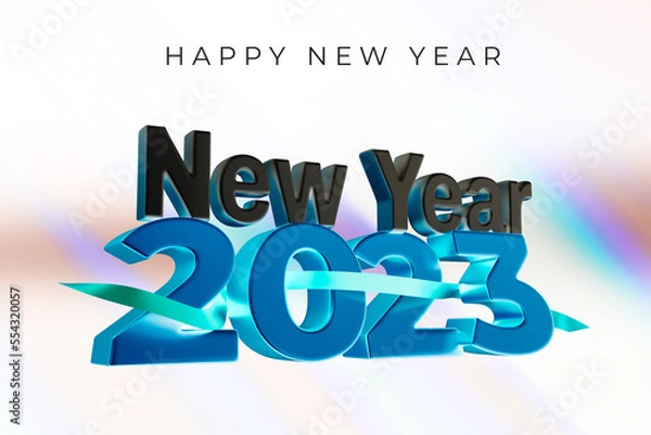 Fototapeta New Year 2023 background, new year. 3d illustration