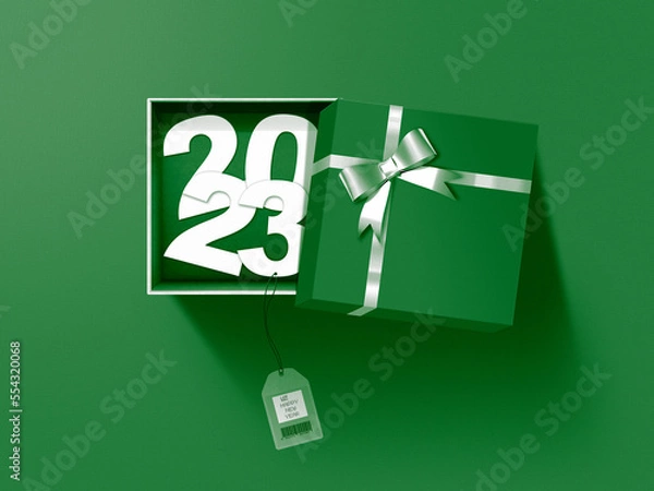 Fototapeta New Year 2023 background, new year. 3d illustration