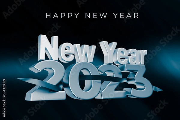 Fototapeta New Year 2023 background, new year. 3d illustration