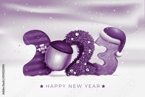 Fototapeta New Year 2023 background, new year. 3d illustration