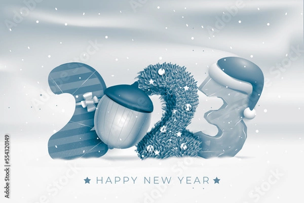Fototapeta New Year 2023 background, new year. 3d illustration