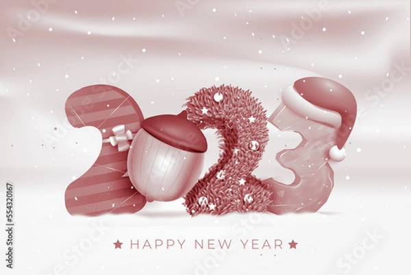 Fototapeta New Year 2023 background, new year. 3d illustration