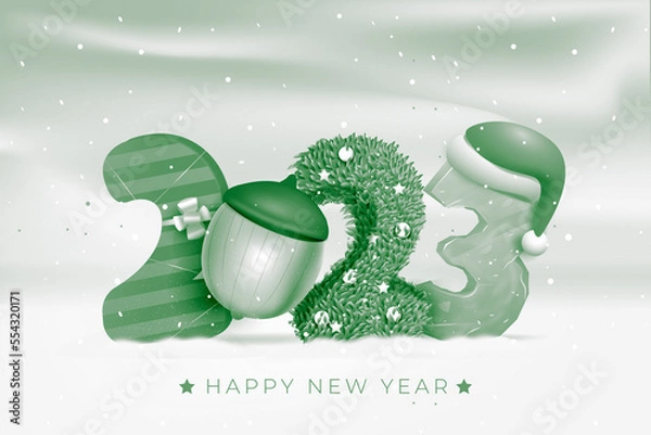 Fototapeta New Year 2023 background, new year. 3d illustration