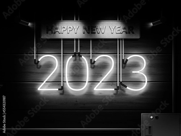 Fototapeta New Year 2023 background, new year. 3d illustration