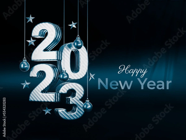 Fototapeta New Year 2023 background, new year. 3d illustration