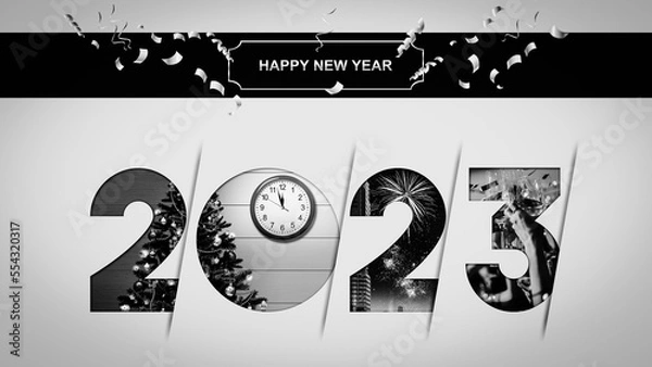 Fototapeta New Year 2023 background, new year. 3d illustration