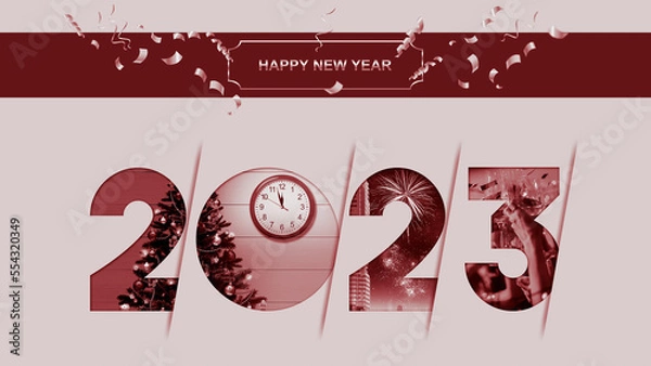 Fototapeta New Year 2023 background, new year. 3d illustration