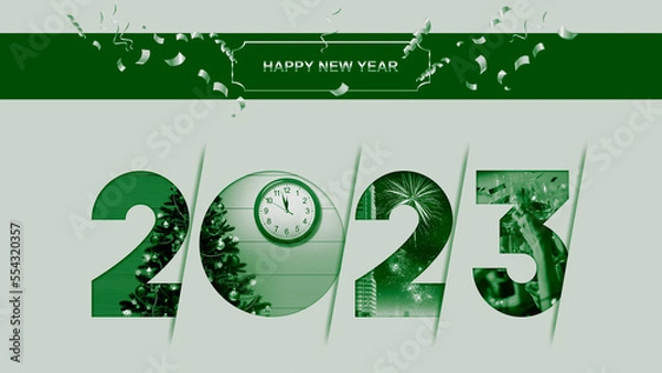 Fototapeta New Year 2023 background, new year. 3d illustration