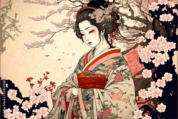 Obraz ukiyo-e blossom goddess