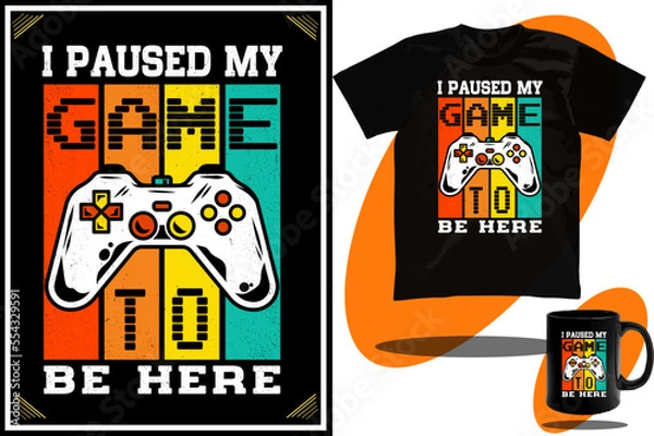 Fototapeta Exclusive print ready gaming t shirt design for boys and girls and super cool  gaming controller design 