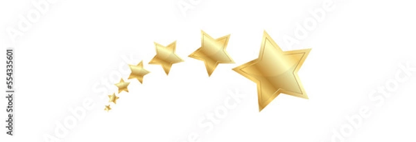 Fototapeta Seven bright golden stars, from the smallest star to the largest star.