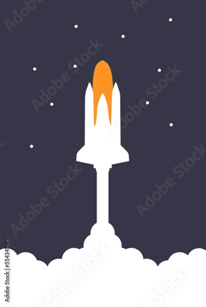Fototapeta illustration flat vector graphic of space shuttle perfect for posters, pamphlets, advertisements, designs, and wall hangings 