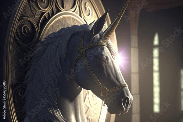 Obraz Unicorn stone bust | 3D Render - Generated by Generative AI