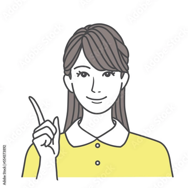 Fototapeta 指差しポーズをする女性のイラスト素材 黄色