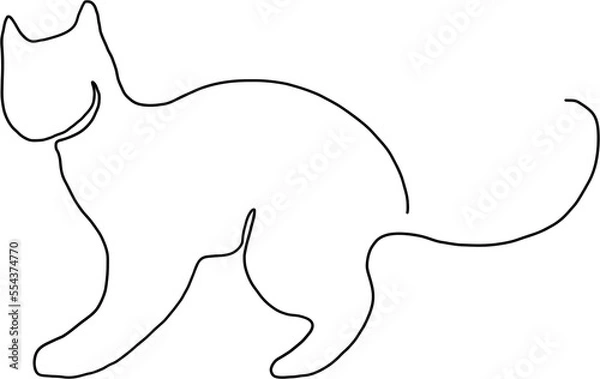 Fototapeta simplicity cat freehand continuous line drawing.