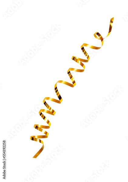 Fototapeta twisted serpentine ribbon of golden color on a transparent background