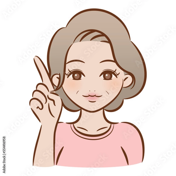 Obraz ブラッシュペンで描かれたイラスト / シニアの女性 ポイントその１