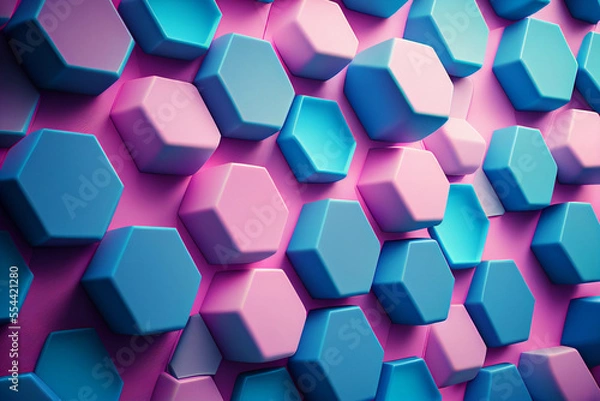Fototapeta Modern wallpaper abstract with pink blue. 3d rendering of purple and blue abstract geometric background. Scene for advertising, technology, showcase, banner, cosmetic, fashion, business, presentation.